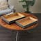 Brown Mango Wood Handmade Tray Set with Black Groove Exterior